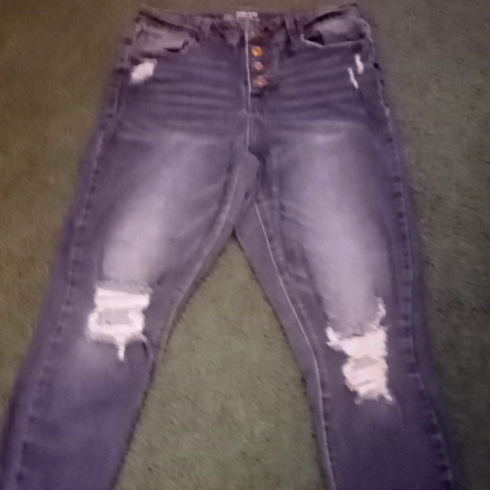 High rise, skinny ankle, button up jeans